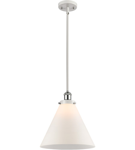 Innovations Lighting 916-1S-WPC-G41-L-LED Ballston X-Large Cone LED 8 inch White and Polished Chrome Pendant Ceiling Light in Matte White Glass