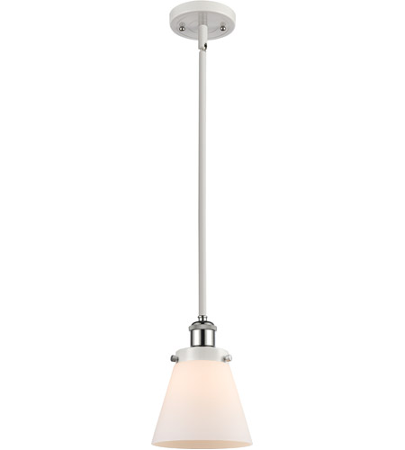 Innovations Lighting 916-1S-WPC-G61 Ballston Small Cone 1 Light 6 inch White and Polished Chrome Pendant Ceiling Light in Matte White Glass