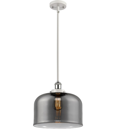 Innovations Lighting 916-1S-WPC-G73-L Ballston X-Large Bell 1 Light 8 inch White and Polished Chrome Pendant Ceiling Light in Plated Smoke Glass