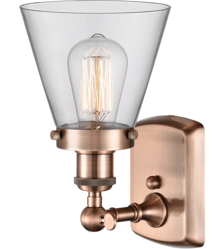 Innovations Lighting 916-1W-AC-G62 Ballston Small Cone 1 Light 6 inch Antique Copper Sconce Wall Light in Clear Glass 916-1W-AC-G62_2.jpg