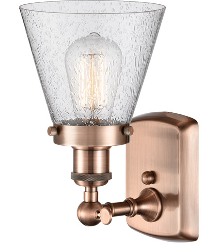 Innovations Lighting 916-1W-AC-G64 Ballston Small Cone 1 Light 6 inch Antique Copper Sconce Wall Light in Seedy Glass 916-1W-AC-G64_2.jpg