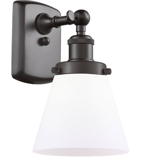 Innovations Lighting 916-1W-OB-G61-LED Ballston Small Cone LED 6 inch Oil Rubbed Bronze Sconce Wall Light in Matte White Glass, Ballston