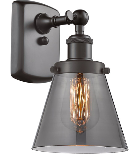 Innovations Lighting 916-1W-OB-G63 Ballston Small Cone 1 Light 6 inch Oil Rubbed Bronze Sconce Wall Light in Plated Smoke Glass, Ballston