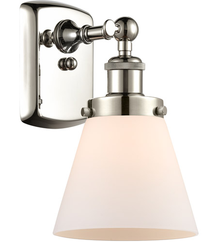 Innovations Lighting 916-1W-PN-G61 Ballston Small Cone 1 Light 6 inch Polished Nickel Sconce Wall Light in Matte White Glass