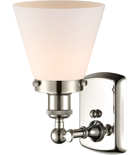 Innovations Lighting 916-1W-PN-G61 Ballston Small Cone 1 Light 6 inch Polished Nickel Sconce Wall Light in Matte White Glass 916-1W-PN-G61_2.jpg