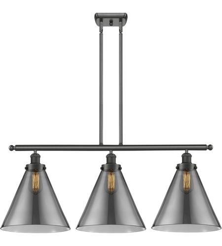 Innovations Lighting 916-3I-OB-G43-L Ballston X-Large Cone 3 Light 36 inch Oil Rubbed Bronze Island Light Ceiling Light in Plated Smoke Glass