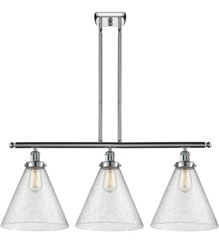 Innovations Lighting 916-3I-PC-G44-L-LED Ballston X-Large Cone LED 36 inch Polished Chrome Island Light Ceiling Light in Seedy Glass