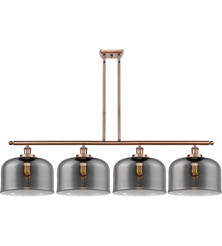 Innovations Lighting 916-4I-AC-G73-L-LED Ballston X-Large Bell LED 48 inch Antique Copper Island Light Ceiling Light in Plated Smoke Glass