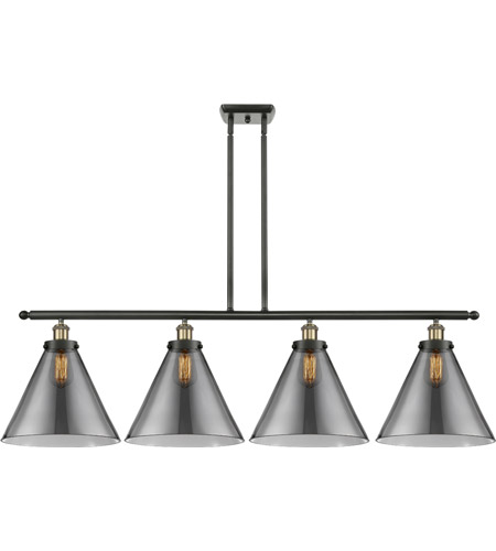 Innovations Lighting 916-4I-BAB-G43-L-LED Ballston X-Large Cone LED 48 inch Black Antique Brass Island Light Ceiling Light in Plated Smoke Glass