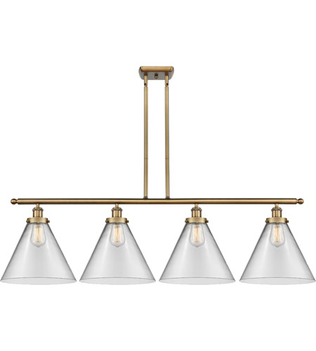 Innovations Lighting 916-4I-BB-G42-L-LED Ballston X-Large Cone LED 48 inch Brushed Brass Island Light Ceiling Light in Clear Glass
