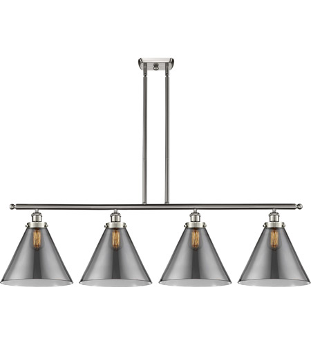 Innovations Lighting 916-4I-SN-G43-L Ballston X-Large Cone 4 Light 48 inch Brushed Satin Nickel Island Light Ceiling Light in Plated Smoke Glass