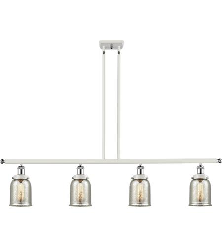Innovations Lighting 916-4I-WPC-G58-LED Ballston Urban Bell LED 48 inch White and Polished Chrome Island Light Ceiling Light in Silver Plated Mercury Glass
