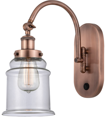 Innovations Lighting 918-1W-AC-G182-LED Franklin Restoration Canton LED 7 inch Antique Copper Sconce Wall Light photo