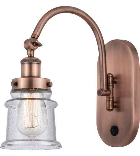 Innovations Lighting 918-1W-AC-G184S-LED Franklin Restoration Canton LED 7 inch Antique Copper Sconce Wall Light photo