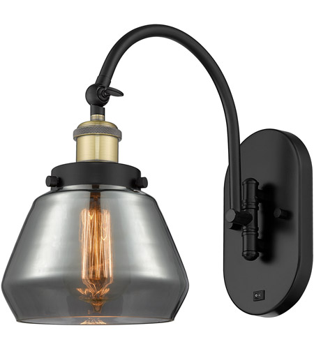 Innovations Lighting 918-1W-BAB-G173-LED Franklin Restoration Fulton LED 7 inch Black Antique Brass Sconce Wall Light photo