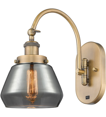 Innovations Lighting 918-1W-BB-G173-LED Franklin Restoration Fulton LED 7 inch Brushed Brass Sconce Wall Light