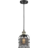 Innovations Lighting 201C-BAB-G53-CE Franklin Restoration Small Bell Cage 1 Light 6 inch Black Antique Brass Mini Pendant Ceiling Light in Plated Smoke Glass, Franklin Restoration photo thumbnail