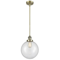 Innovations Lighting 201S-AB-G202-10 Franklin Restoration X-Large Beacon 1 Light 10 inch Antique Brass Mini Pendant Ceiling Light in Clear Glass, Franklin Restoration photo thumbnail