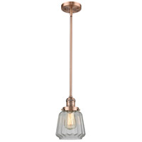 Innovations Lighting 201S-AC-G142-LED Franklin Restoration Chatham LED 6 inch Antique Copper Mini Pendant Ceiling Light in Clear Glass, Franklin Restoration photo thumbnail