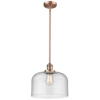 Innovations Lighting 201S-AC-G74-L Franklin Restoration X-Large Bell 1 Light 12 inch Antique Copper Pendant Ceiling Light in Seedy Glass, Franklin Restoration photo thumbnail