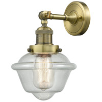 Innovations Lighting 203-AB-G534-LED Franklin Restoration Small Oxford LED 8 inch Antique Brass Sconce Wall Light in Seedy Glass, Franklin Restoration photo thumbnail