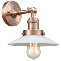 Innovations Lighting 203-AC-G1 Franklin Restoration Halophane 1 Light 9 inch Antique Copper Sconce Wall Light in Matte White Halophane Glass, Franklin Restoration photo thumbnail