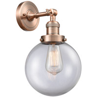 Innovations Lighting 203-AC-G202-8-LED Franklin Restoration Large Beacon LED 8 inch Antique Copper Sconce Wall Light in Clear Glass, Franklin Restoration photo thumbnail