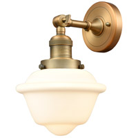 Innovations Lighting 203-BB-G531-LED Franklin Restoration Small Oxford LED 8 inch Brushed Brass Sconce Wall Light in Matte White Glass, Franklin Restoration photo thumbnail