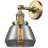 Innovations Lighting 203-AB-G173-LED Franklin Restoration Fulton LED 7 inch Antique Brass Sconce Wall Light in Plated Smoke Glass, Franklin Restoration thumb