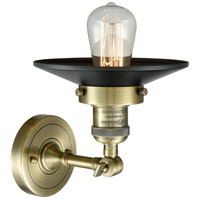 Innovations Lighting 203-AB-M6-LED Franklin Restoration Railroad LED 8 inch Antique Brass Sconce Wall Light in Matte Black, Franklin Restoration alternative photo thumbnail