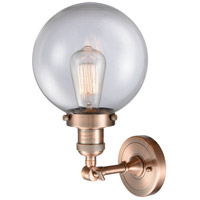 Innovations Lighting 203-AC-G202-8-LED Franklin Restoration Large Beacon LED 8 inch Antique Copper Sconce Wall Light in Clear Glass, Franklin Restoration alternative photo thumbnail