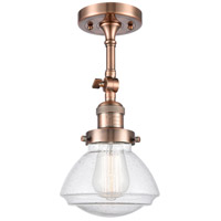 Innovations Lighting 203-AC-G324-LED Franklin Restoration Olean LED 7 inch Antique Copper Sconce Wall Light in Seedy Glass, Franklin Restoration alternative photo thumbnail