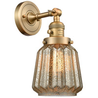 Innovations Lighting 203SW-BB-G146 Franklin Restoration Chatham 1 Light 6 inch Brushed Brass Sconce Wall Light in Mercury Glass, Franklin Restoration photo thumbnail