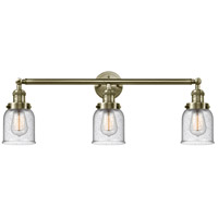Innovations Lighting 205-AB-G54-LED Franklin Restoration Small Bell LED 30 inch Antique Brass Bath Vanity Light Wall Light in Seedy Glass, Franklin Restoration photo thumbnail