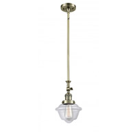Innovations Lighting 206-AB-G532-LED Franklin Restoration Small Oxford LED 8 inch Antique Brass Mini Pendant Ceiling Light in Clear Glass, Franklin Restoration photo thumbnail