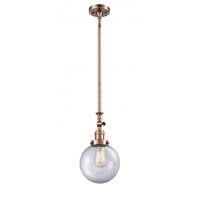 Innovations Lighting 206-AC-G202-8-LED Franklin Restoration Large Beacon LED 8 inch Antique Copper Mini Pendant Ceiling Light in Clear Glass, Franklin Restoration photo thumbnail