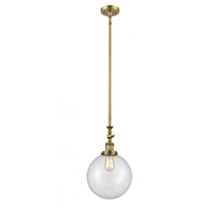Innovations Lighting 206-BB-G202-10-LED Franklin Restoration X-Large Beacon LED 10 inch Brushed Brass Mini Pendant Ceiling Light in Clear Glass, Franklin Restoration photo thumbnail