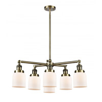 Innovations Lighting 207-6CR-AB-G53 Franklin Restoration Small Bell 6 Light 28 inch Antique Brass Chandelier Ceiling Light in Incandescent, Plated Smoke Glass, Franklin Restoration photo thumbnail
