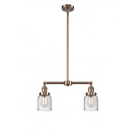 Innovations Lighting 209-AC-G54 Franklin Restoration Small Bell 2 Light 21 inch Antique Copper Chandelier Ceiling Light in Seedy Glass, Franklin Restoration photo thumbnail