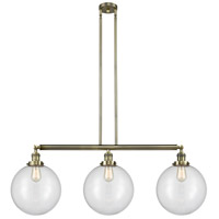 Innovations Lighting 213-AB-S-G202-10 Franklin Restoration X-Large Beacon 3 Light 42 inch Antique Brass Island Light Ceiling Light in Incandescent, Clear Glass, Franklin Restoration photo thumbnail