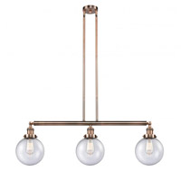 Innovations Lighting 213-AC-S-G204-8-LED Franklin Restoration Large Beacon LED 41 inch Antique Copper Island Light Ceiling Light in Seedy Glass, Franklin Restoration photo thumbnail