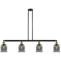 Innovations Lighting 214-BAB-G53-CE-LED Franklin Restoration Small Bell Cage LED 50 inch Black Antique Brass Island Light Ceiling Light in Plated Smoke Glass, Franklin Restoration photo thumbnail