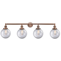 Innovations Lighting 215-AC-S-G202-8-LED Franklin Restoration Large Beacon LED 44 inch Antique Copper Bath Vanity Light Wall Light in Clear Glass, Franklin Restoration thumb