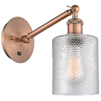 Innovations Lighting 317-1W-AC-G112 Ballston Cobbleskill 1 Light 5 inch Antique Copper Sconce Wall Light thumb
