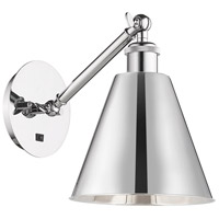 Innovations Lighting 317-1W-SN-MBC-8-SN-LED Ballston Cone LED 8 inch Brushed Satin Nickel Sconce Wall Light thumb