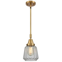 Innovations Lighting 447-1S-BB-G142 Franklin Restoration Chatham 1 Light 6 inch Brushed Brass Mini Pendant Ceiling Light in Clear Glass photo thumbnail