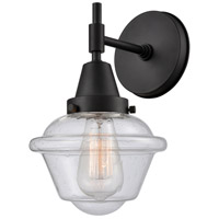 Innovations Lighting 447-1W-BK-G534-LED Caden LED 8 inch Matte Black Sconce Wall Light in Seedy Glass thumb