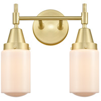 Innovations Lighting 447-2W-SB-G311-LED Caden LED 14 inch Satin Brass Bath Vanity Light Wall Light in Matte White Glass thumb