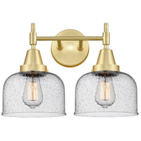 Innovations Lighting 447-2W-SB-G74 Caden 2 Light 17 inch Satin Brass Bath Vanity Light Wall Light in Seedy Glass thumb