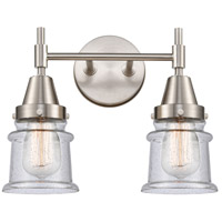 Innovations Lighting 447-2W-SN-G184S-LED Caden LED 14 inch Satin Nickel Bath Vanity Light Wall Light in Seedy Glass thumb